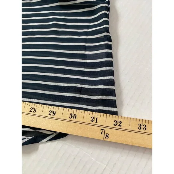 Lane Bryant Womens Navy/White Striped Button-Up Tunic Collared Size 22/24 Sheer - Picture 10 of 11